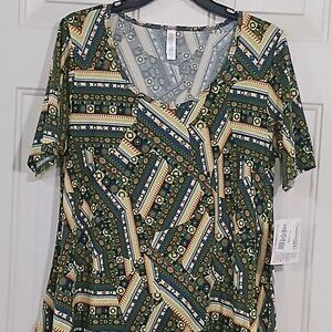 Lularoe Womens Perfect T. Green and Gold Size M